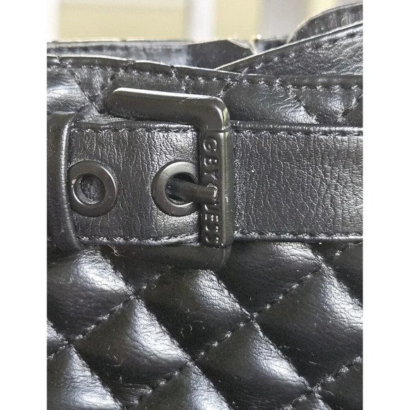 Guess Quilted Platform Heel Shoes Combat Goth Chunky Witchy Boots Black 8 M Y2K - Picture 8 of 11